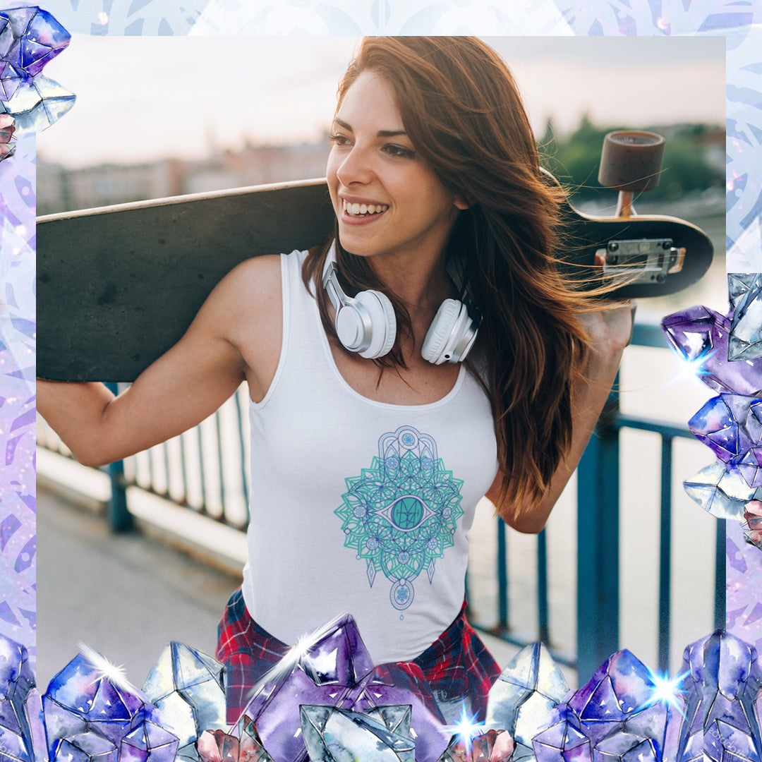 Hamsa Sigil Organic Cotton - Bamboo Racer Tanks - Yoga Wear